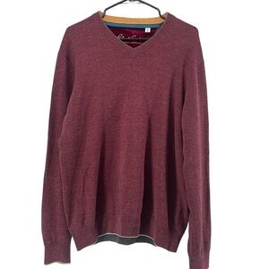 Robert Graham v neck sweater burgandy 100% cotton business casual career event